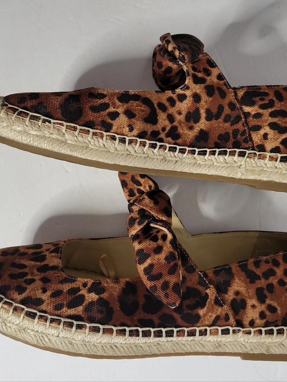 Jessica Simpson Leopard Print Espadrille Flats with Bow Detail